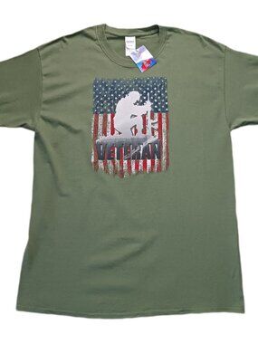 Home Of The Brave Mens Large T Shirt Veteran USA Green Short Sleeve
